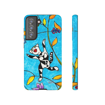 Tough Cases - Google Pixel - Samsung Galaxy - Motiv: Karierte Katze hüpft