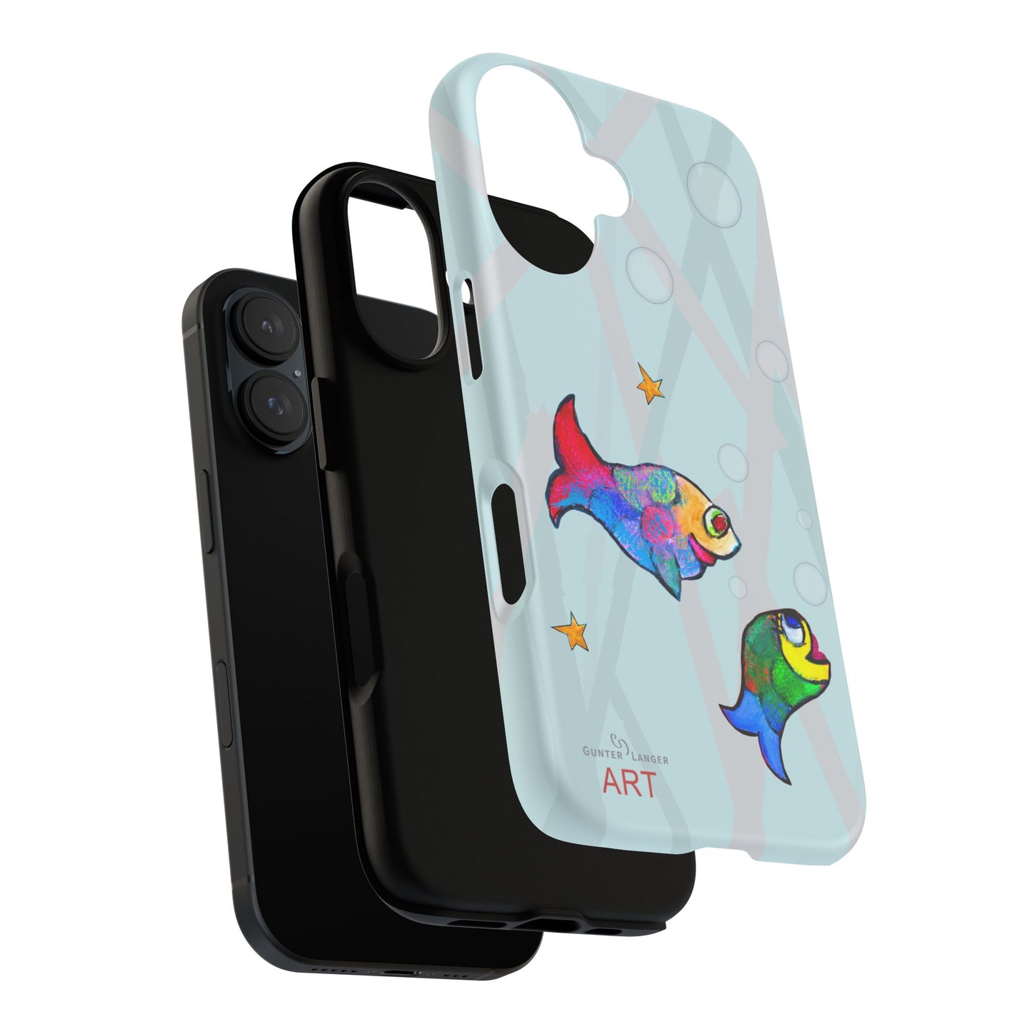 Tough Cases - iPhone - Motiv: "Fische", Mikado blau