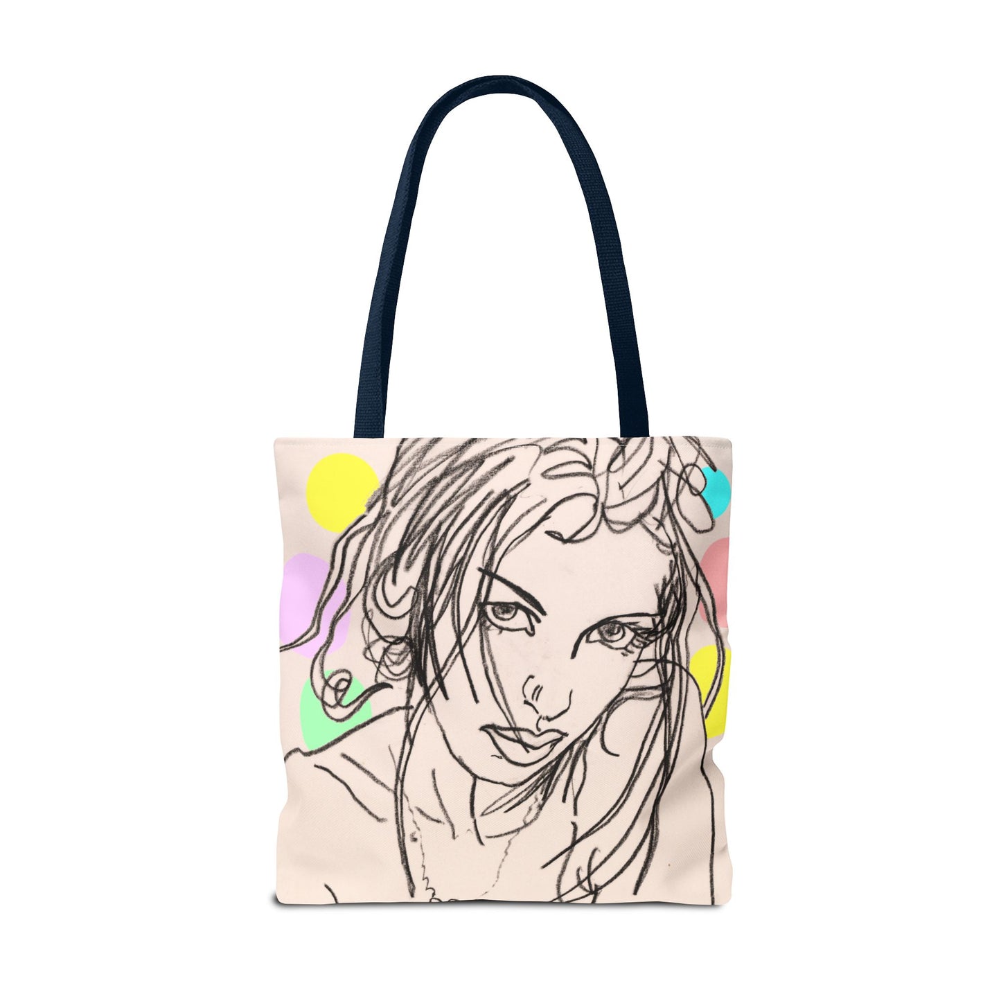 Tote Bag (AOP) - Motiv:  Front Rosalie & Rückseite Rosalie, Farbiger Hintergrund