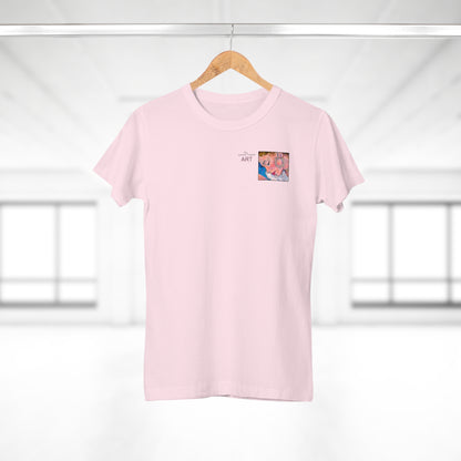 Single Jersey Women's T-shirt - hell - Motiv: Alva, Ausschnitt, H 6,5 cm