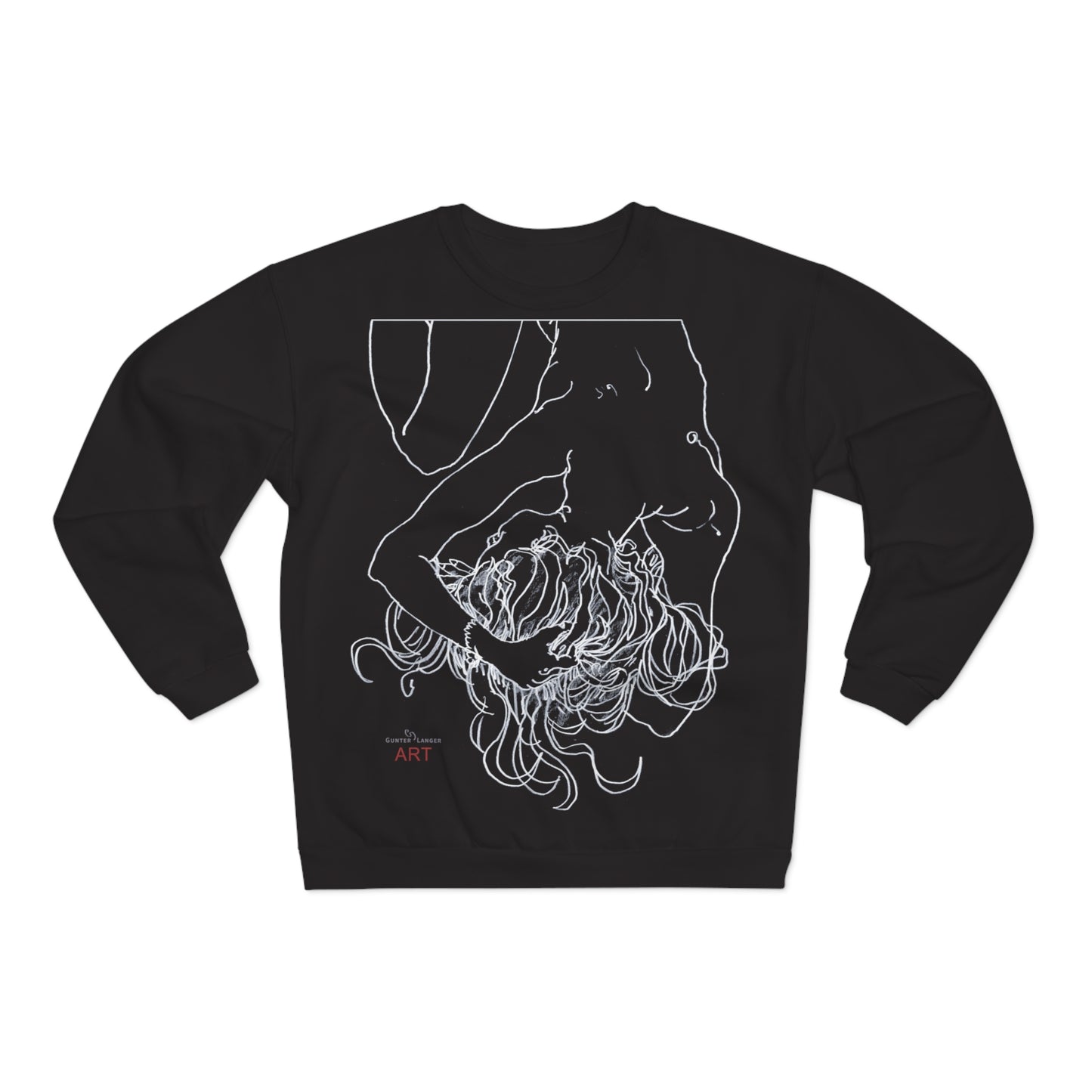Unisex Crew Neck Sweatshirt (EU) - Motiv: Front Alisha (Ausschnitt H 49 cm) & Rückseite Alisha, H 49 cm (weiß)