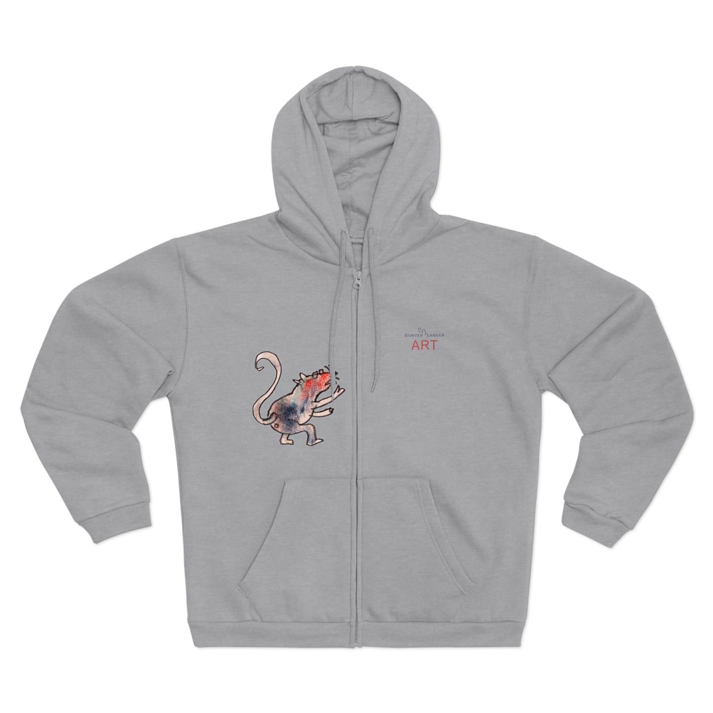 Unisex Hooded Zip Sweatshirt - Motiv: Front Ratte (Klein) & Rückseite Frechdax