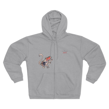 Unisex Hooded Zip Sweatshirt - Motiv: Front Ratte (Klein) & Rückseite Frechdax