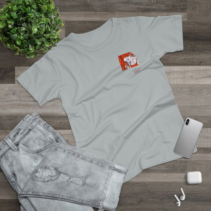 Single Jersey Women's T-shirt - hell - Motiv:  Front Julia, Ausschnitt 6,7 cm & Rückseite Julia, H 37 cm