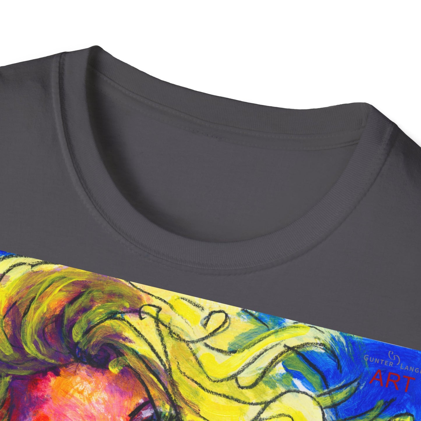 Unisex Softstyle T-Shirt - Motiv: Front Mascha, H 49cm sw, Neck Label