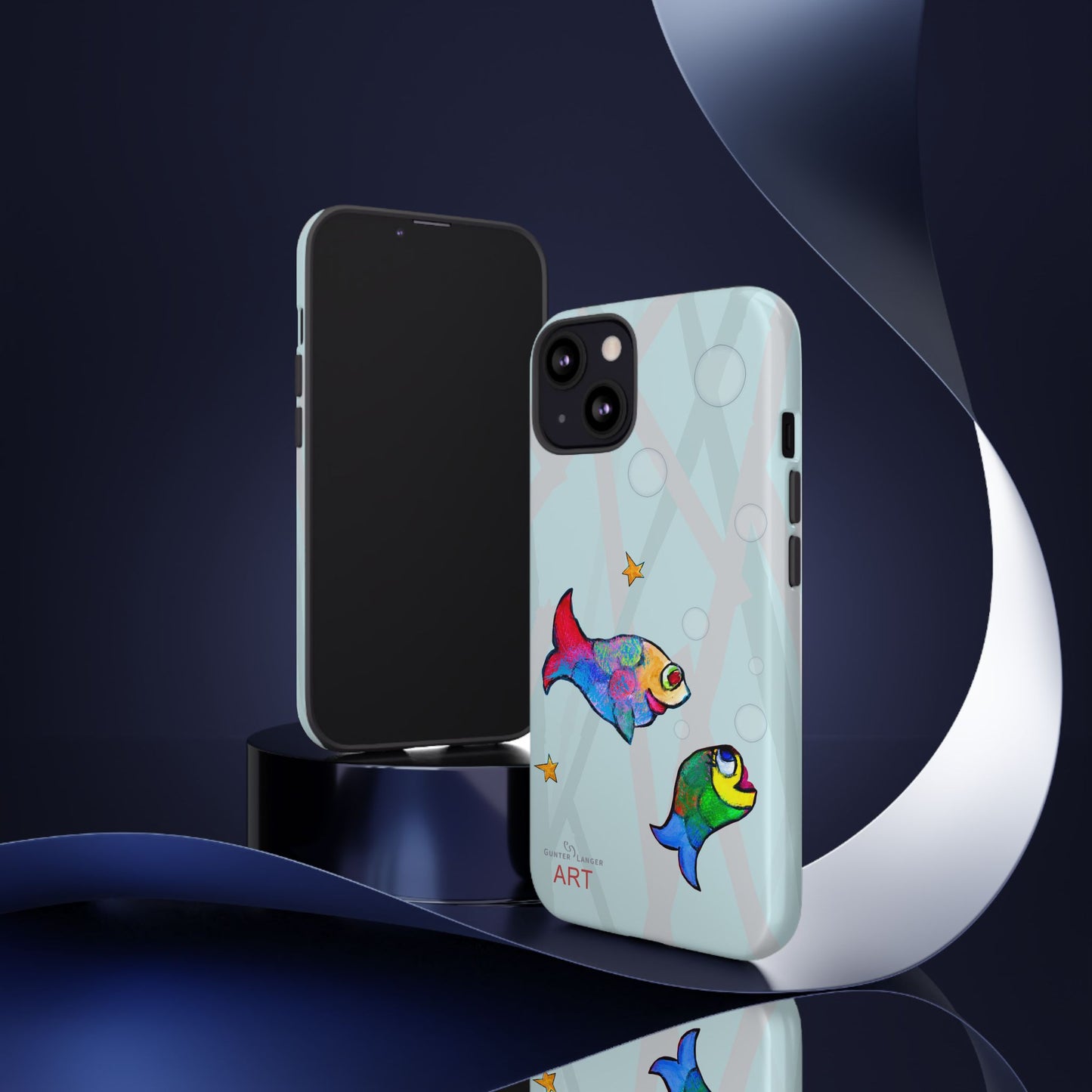 Tough Cases - iPhone - Motiv: "Fische", Mikado blau