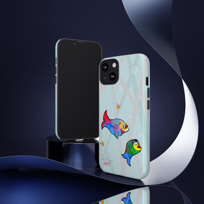 Tough Cases - iPhone - Motiv: "Fische", Mikado blau