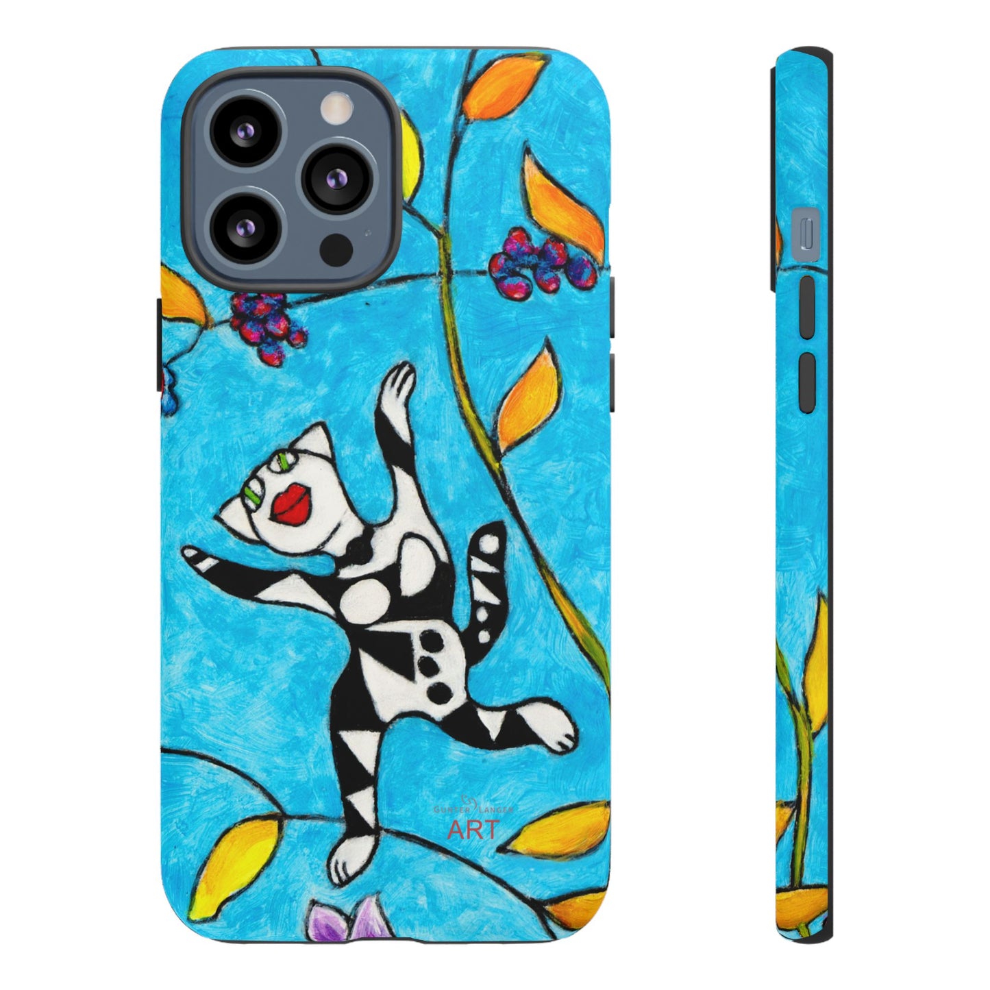 Tough Cases - iPhone - Motiv: Karierte Katze hüpft