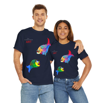 Unisex Heavy Cotton Tee - Motiv: Front Zwei Fische zueinander