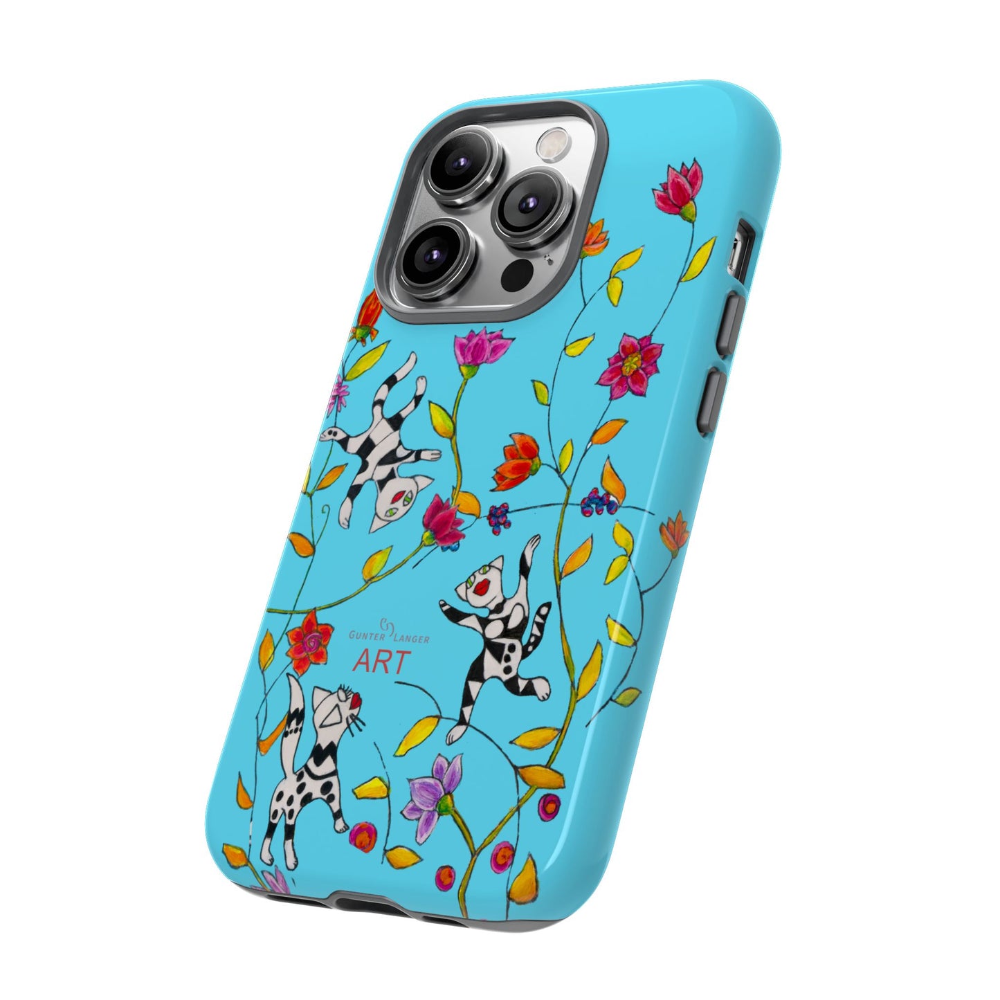 Tough Cases - iPhone - Motiv: Karierte Katzen, blau