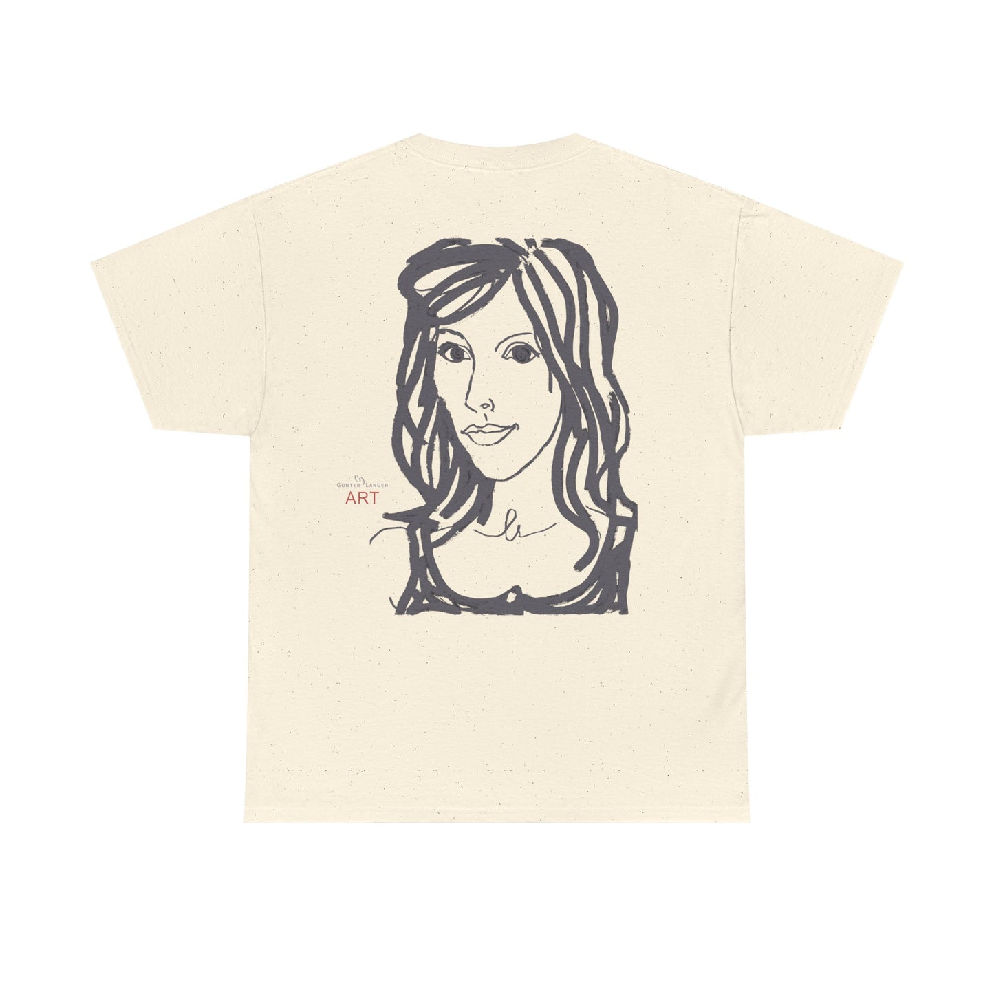 Unisex Heavy Cotton Tee - Motiv:  Front Esther ( grau, klein) & Rückseite Esther (grau), Neck Label