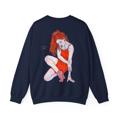Unisex Heavy Blend™ Crewneck Sweatshirt - Motiv: Front Julia (Ausschnitt, 21,5 cm) & Rückseite Julia, H 43 cm