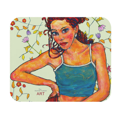 Mouse Pad (Rectangle) - Motiv: Lea, Hellgrün, Ranken