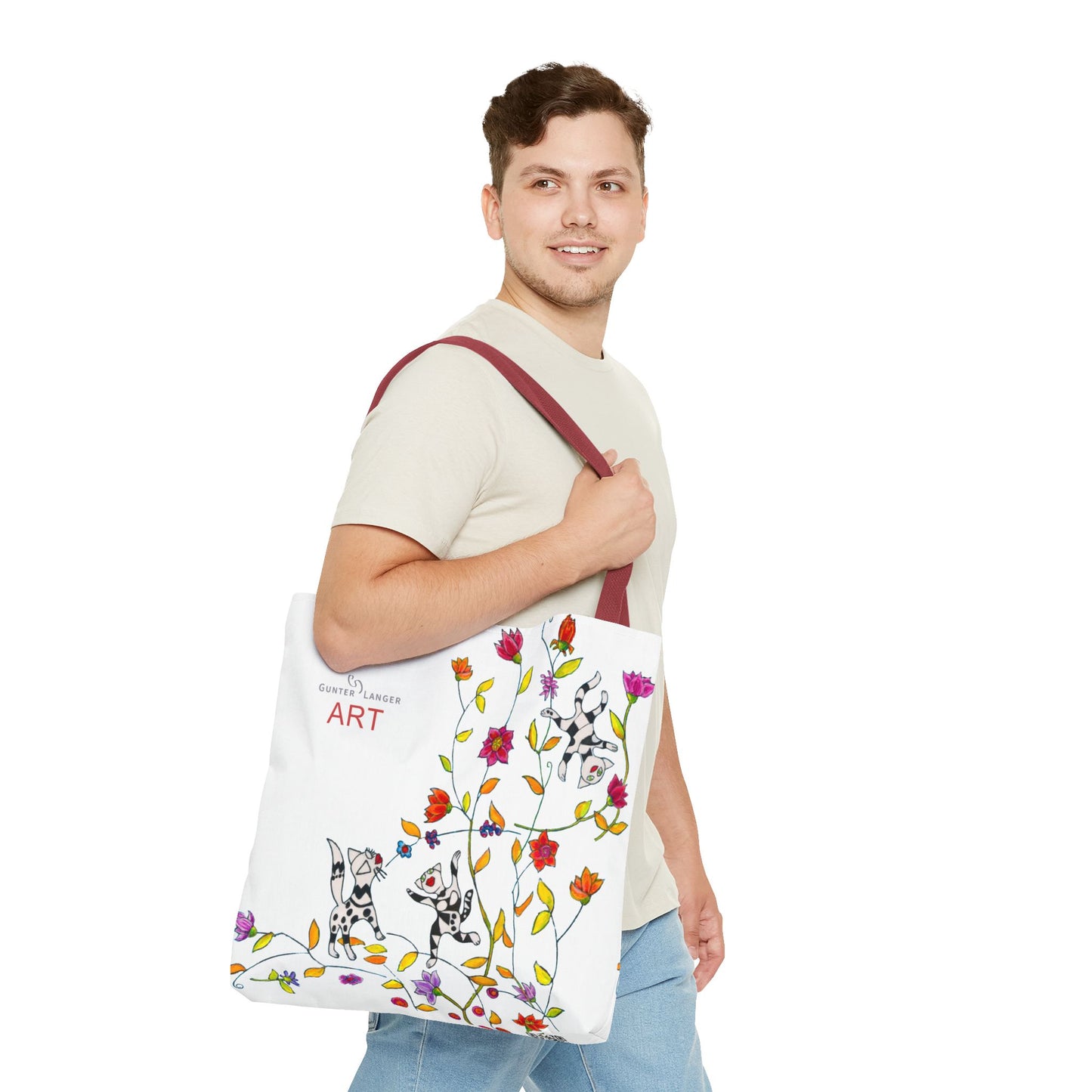 Tote Bag (AOP) - Motiv: Drei Karierte Katzen