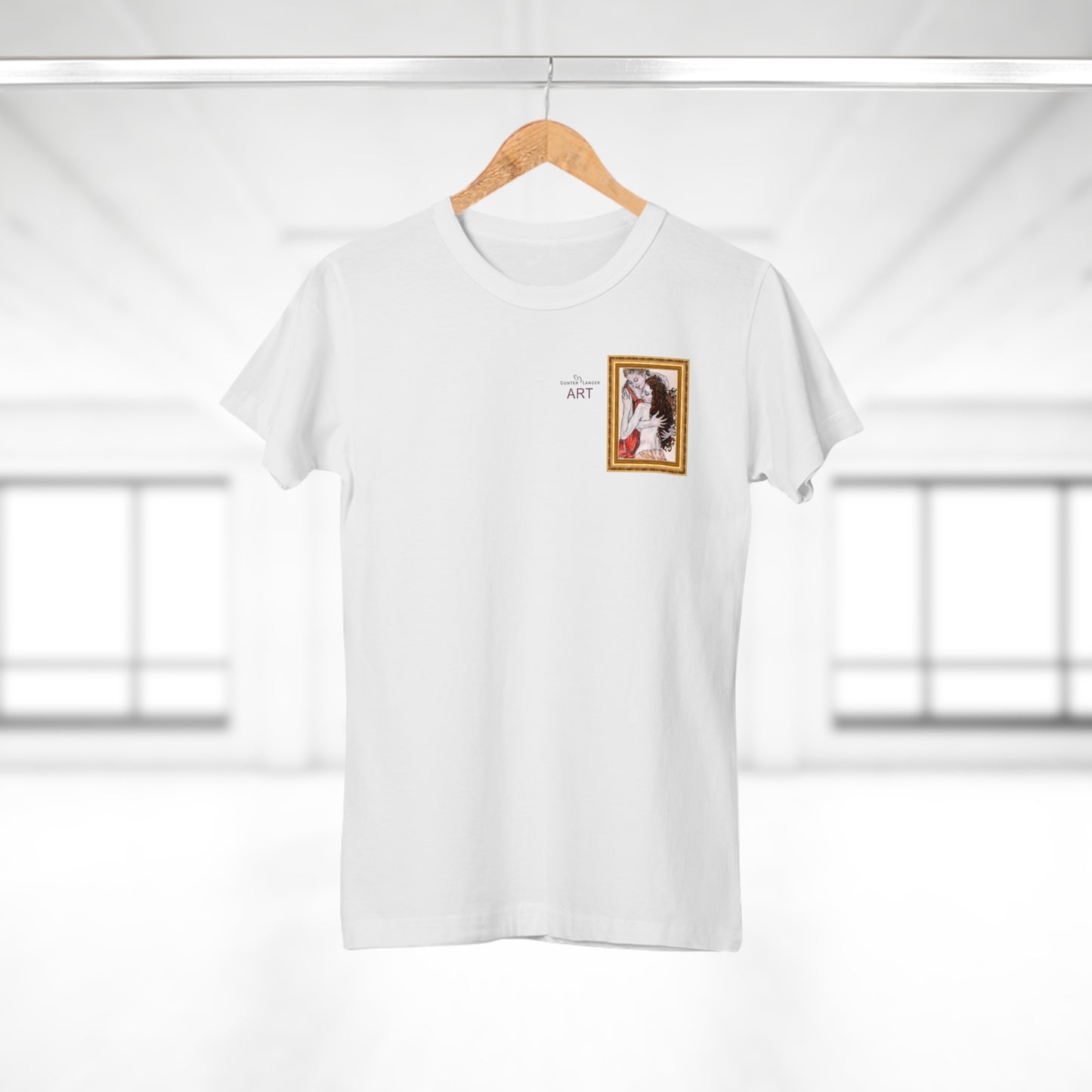 Single Jersey Women's T-shirt - hell - Motiv: Bei dir, H 11 cm