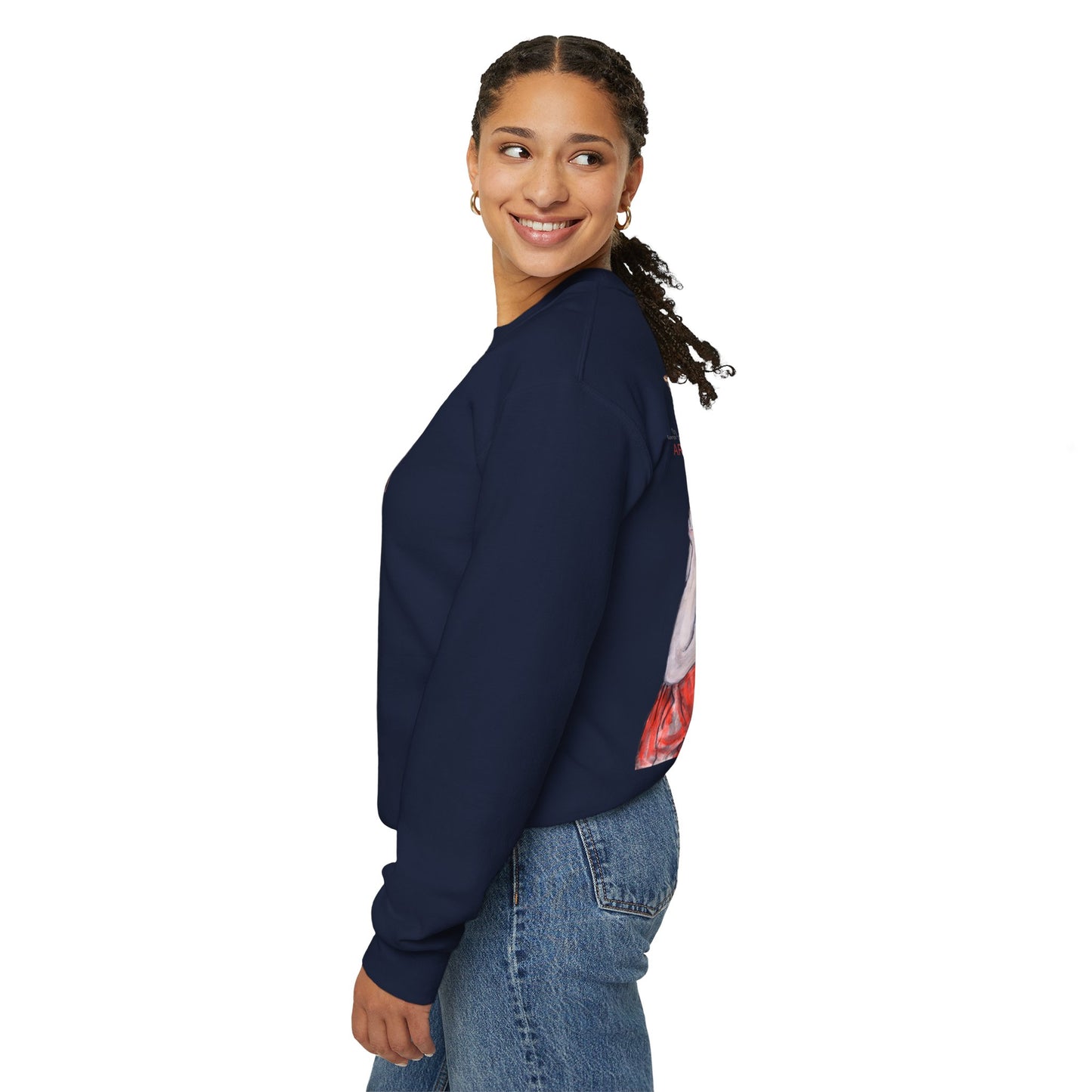 Unisex Heavy Blend™ Crewneck Sweatshirt - Motiv: Front Bei dir (Ausschnitt) & Rückseite Bei dir H 43 cm