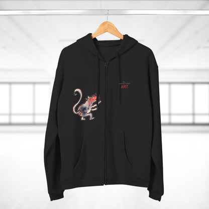 Unisex Hooded Zip Sweatshirt - Motiv: Front Ratte (Klein) & Rückseite Frechdax