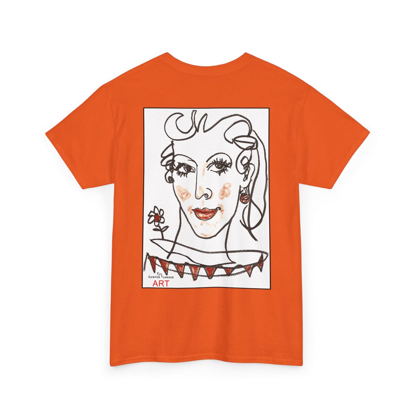 Unisex Heavy Cotton Tee - Motiv: Front Logo & Rückseite Lina, Neck Label