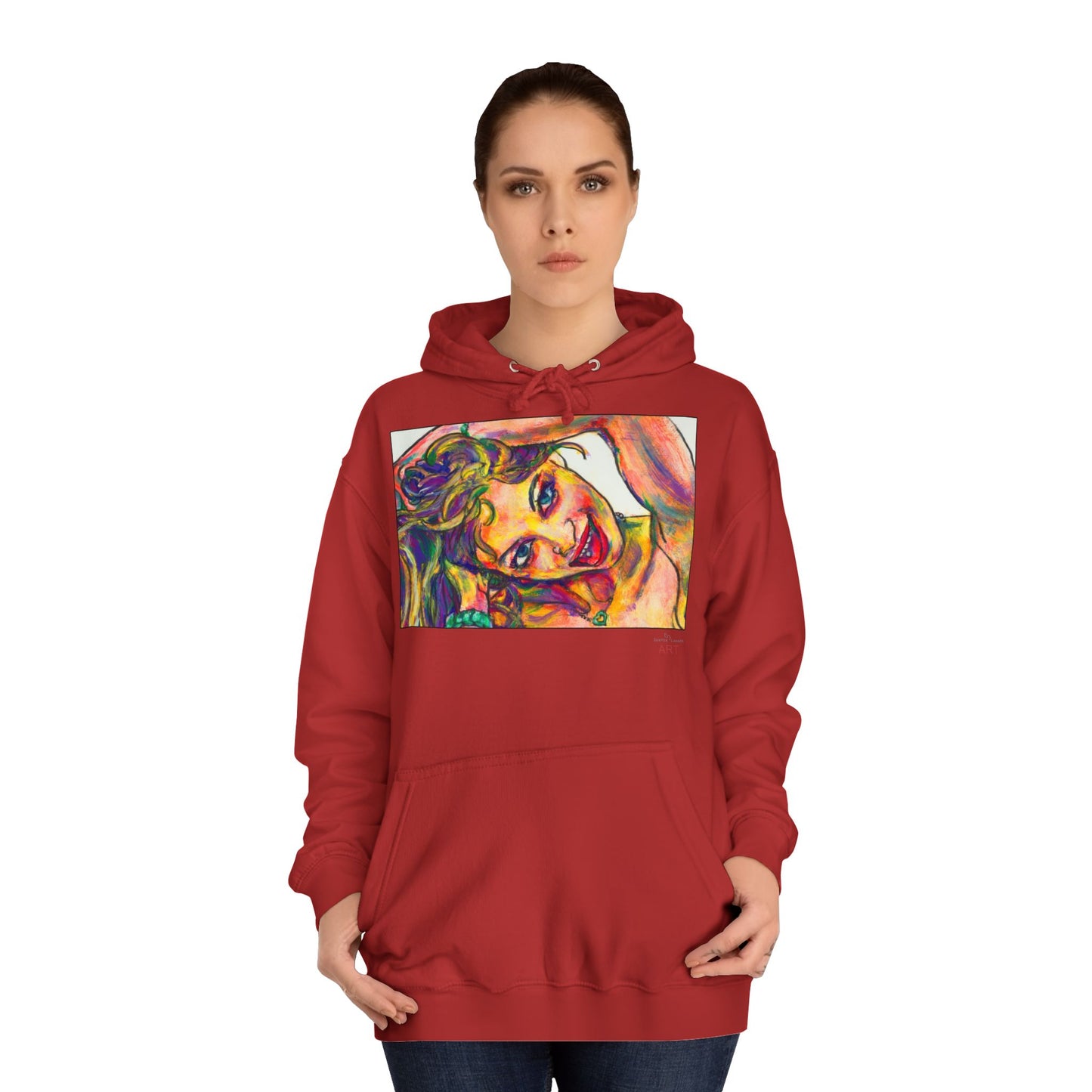 Unisex College Hoodie - Motiv: Frontseite Emma, H24 cm & Rückseite Emma, H28 cm