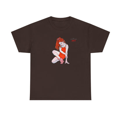 Unisex Heavy Cotton Tee - Motiv:  Front Julia, H25 cm & Rückseite Julia, H 49 cm