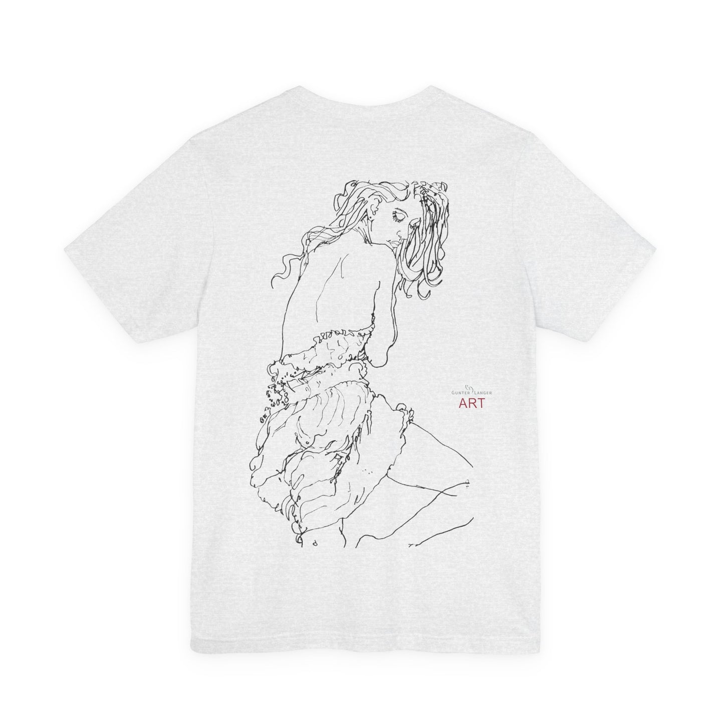 Unisex Jersey Short Sleeve Tee - Motiv: Front Logo & Rückseite Giselle H 48,42 cm, N-Label