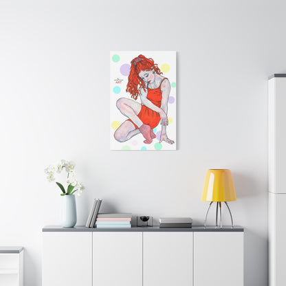 Matte Canvas, Stretched, 1.25" - Motiv: Julia, Farbkreise, Format H 91, 122, 152 cm