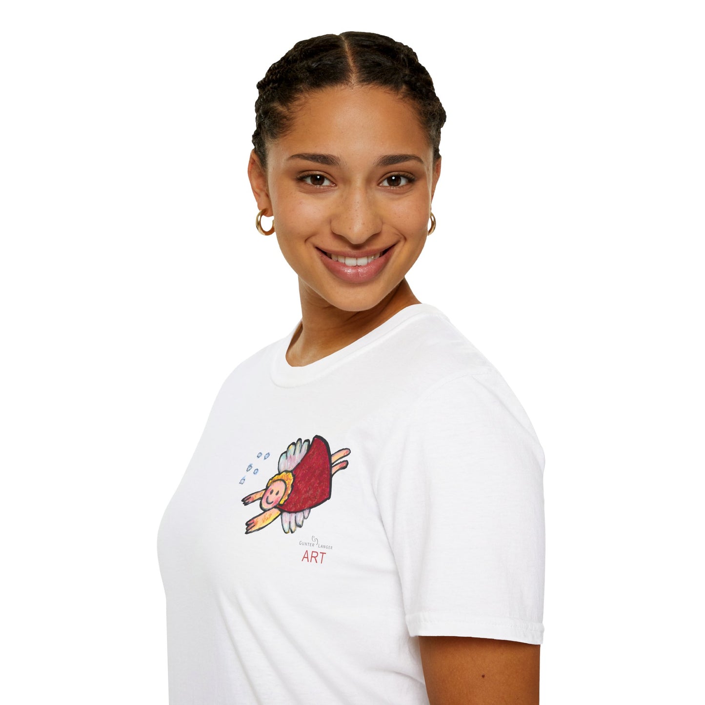 Unisex Softstyle T-Shirt - Motiv: Front Engel 3,  H 11,5 cm