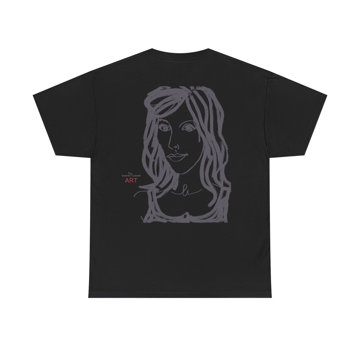 Unisex Heavy Cotton Tee - Motiv:  Front Esther ( grau, klein) & Rückseite Esther (grau), Neck Label