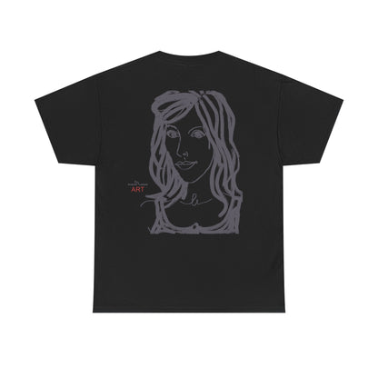 Unisex Heavy Cotton Tee - Motiv:  Front Esther ( grau, klein) & Rückseite Esther (grau), Neck Label