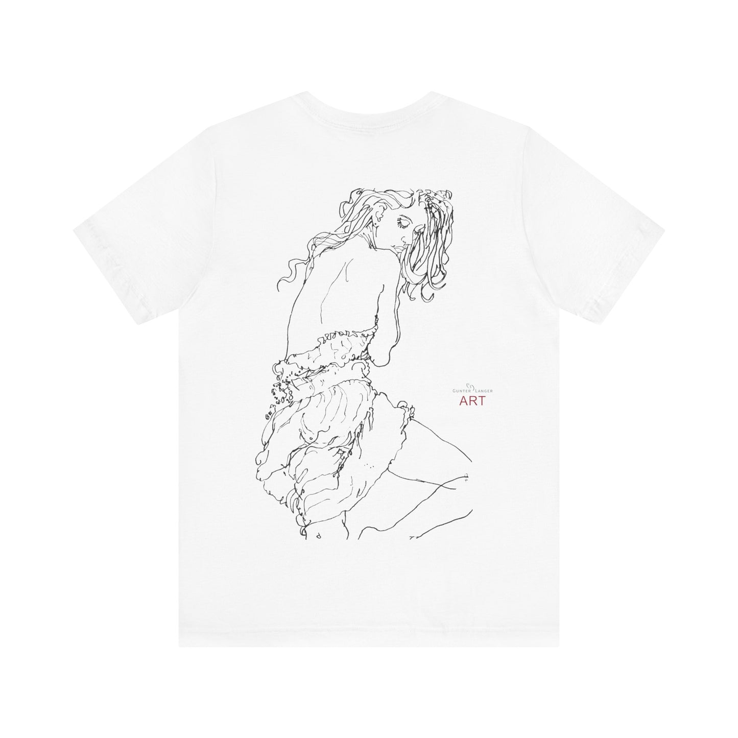 Unisex Jersey Short Sleeve Tee - Motiv: Front Logo & Rückseite Giselle H 48,42 cm, N-Label