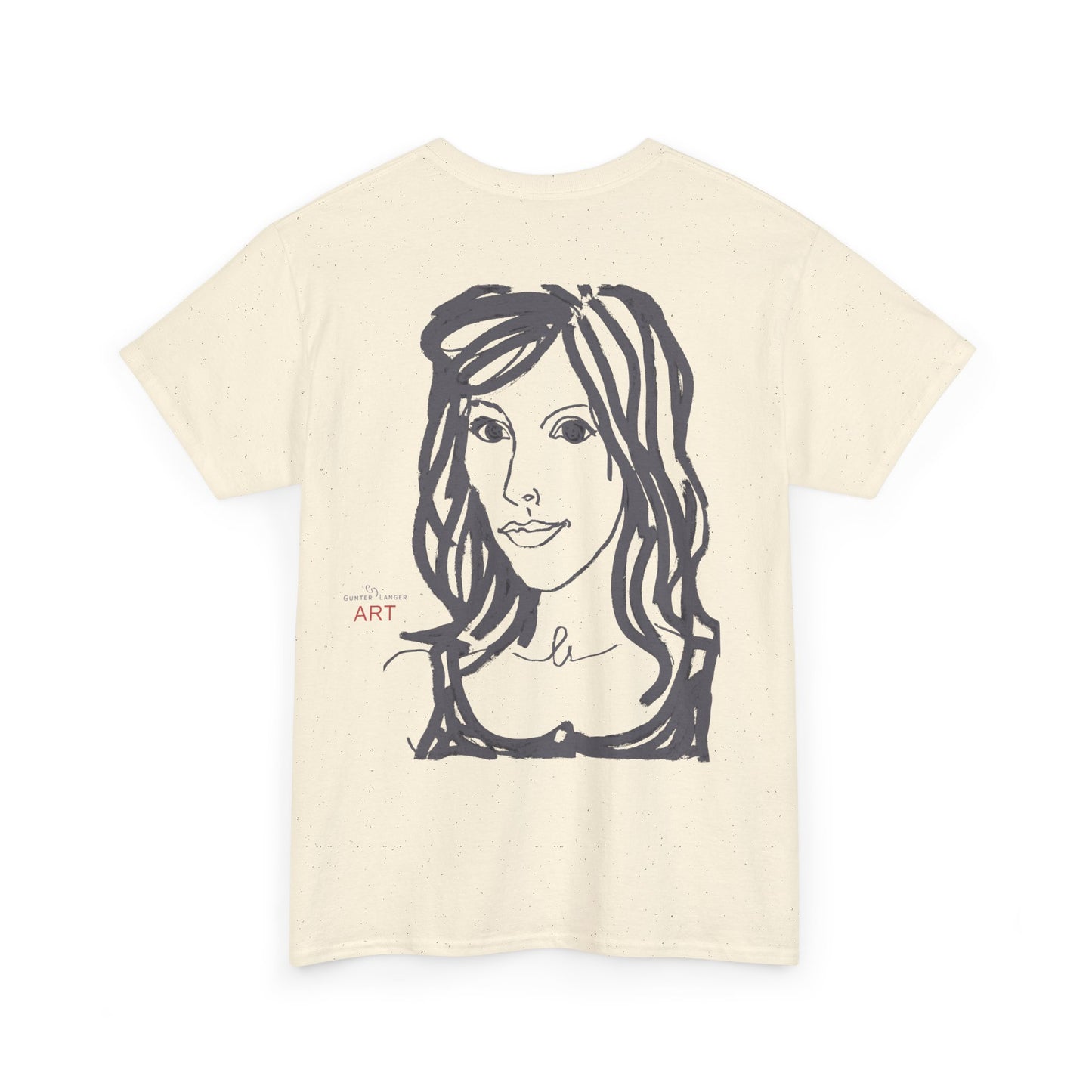 Unisex Heavy Cotton Tee - Motiv:  Front Esther ( grau, klein) & Rückseite Esther (grau), Neck Label