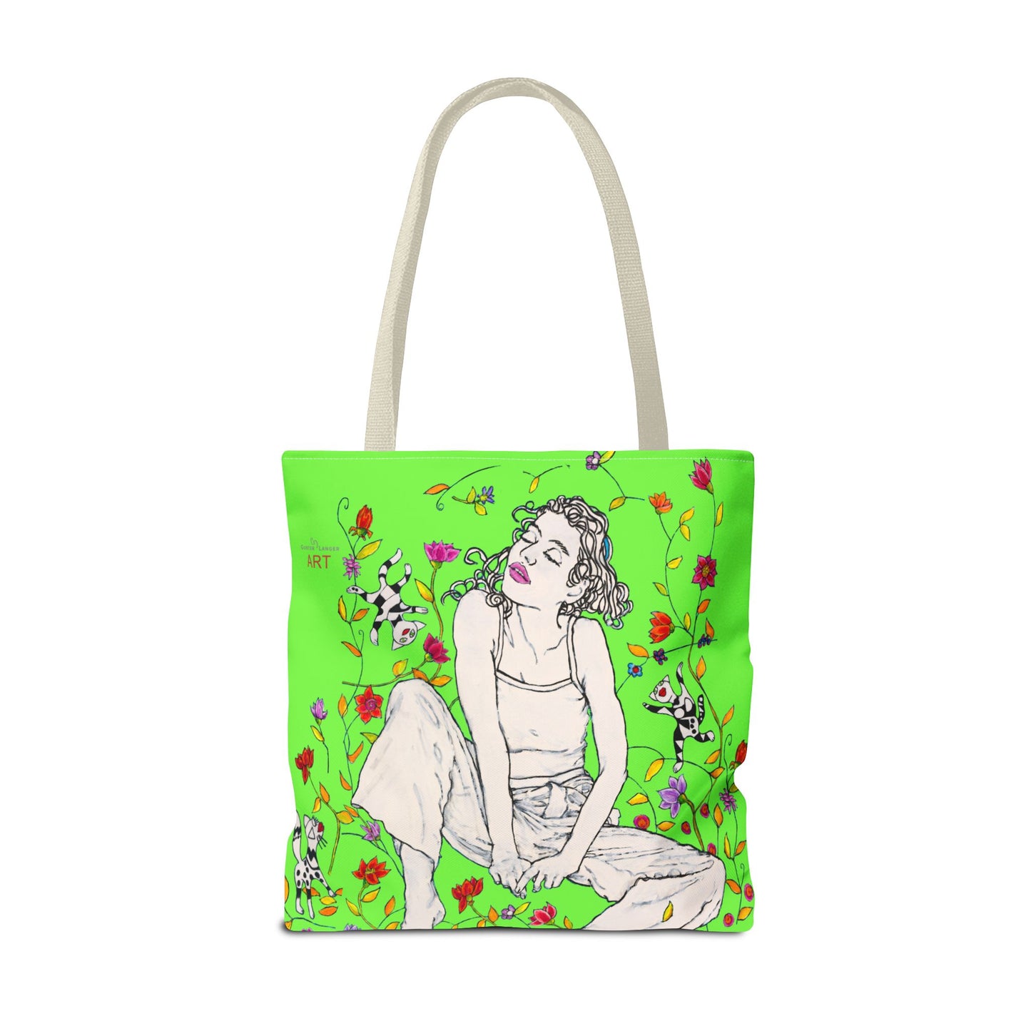 Tote Bag (AOP) - Motiv: Carolin sw auf grün