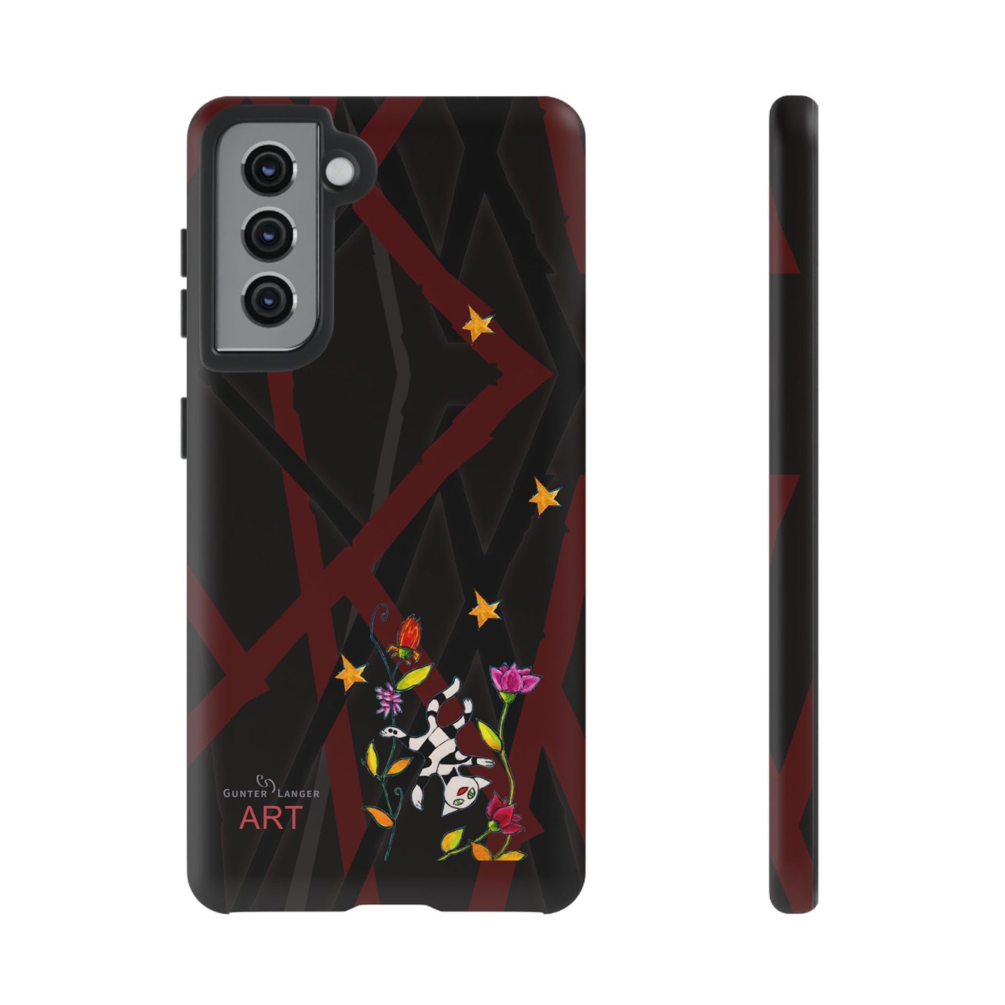 Tough Cases - Google Pixel - Samsung Galaxy - Motiv: Katze schwebt und Ranken, H 5,26 cm, Mikado3