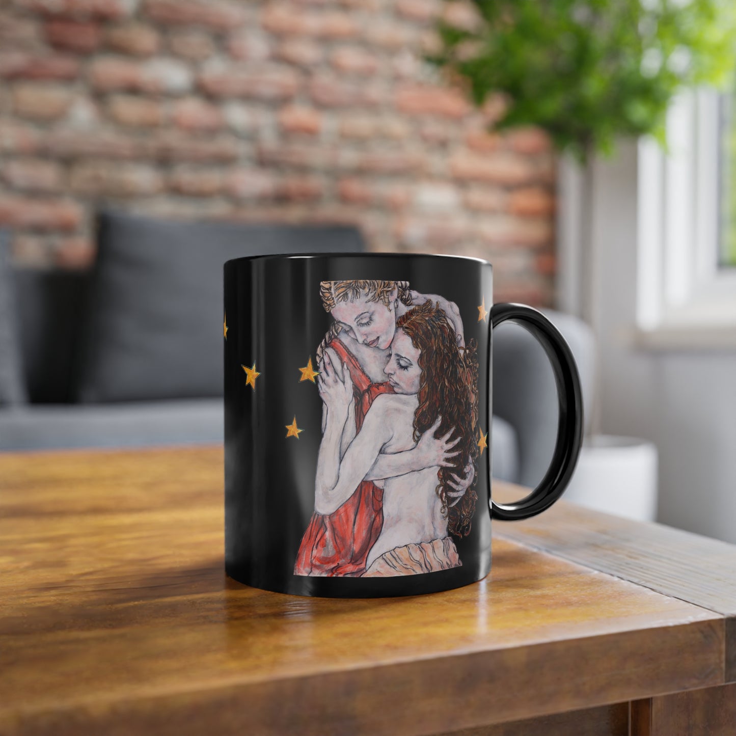 Black Coffee Cup, 11oz - Motiv: Bei dir, Nachthimmel mit Sternen, DE