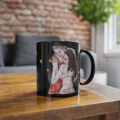 Black Coffee Cup, 11oz - Motiv: Bei dir, Nachthimmel mit Sternen, DE