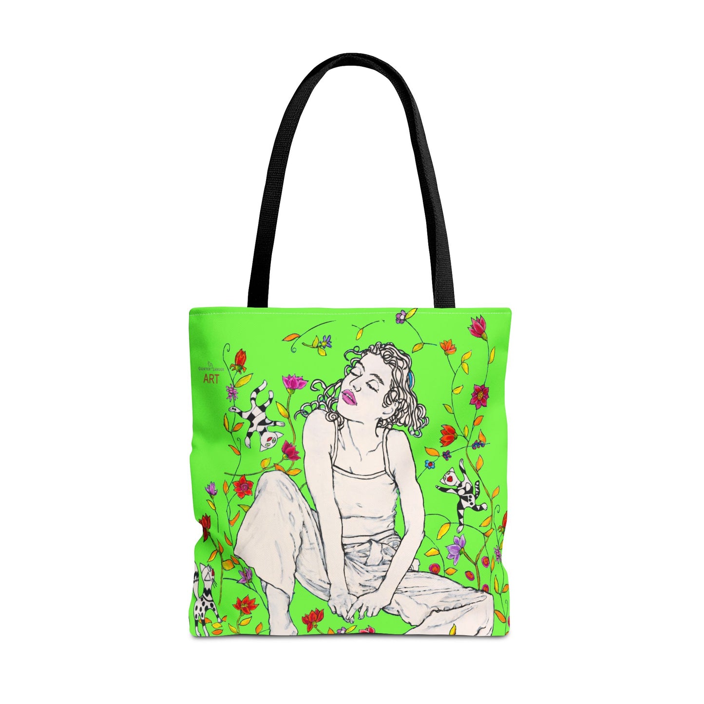 Tote Bag (AOP) - Motiv: Carolin sw auf grün