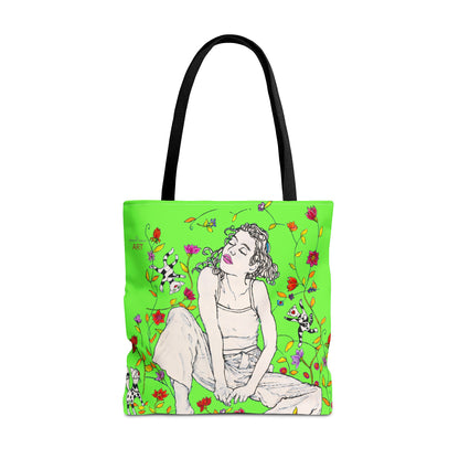 Tote Bag (AOP) - Motiv: Carolin sw auf grün