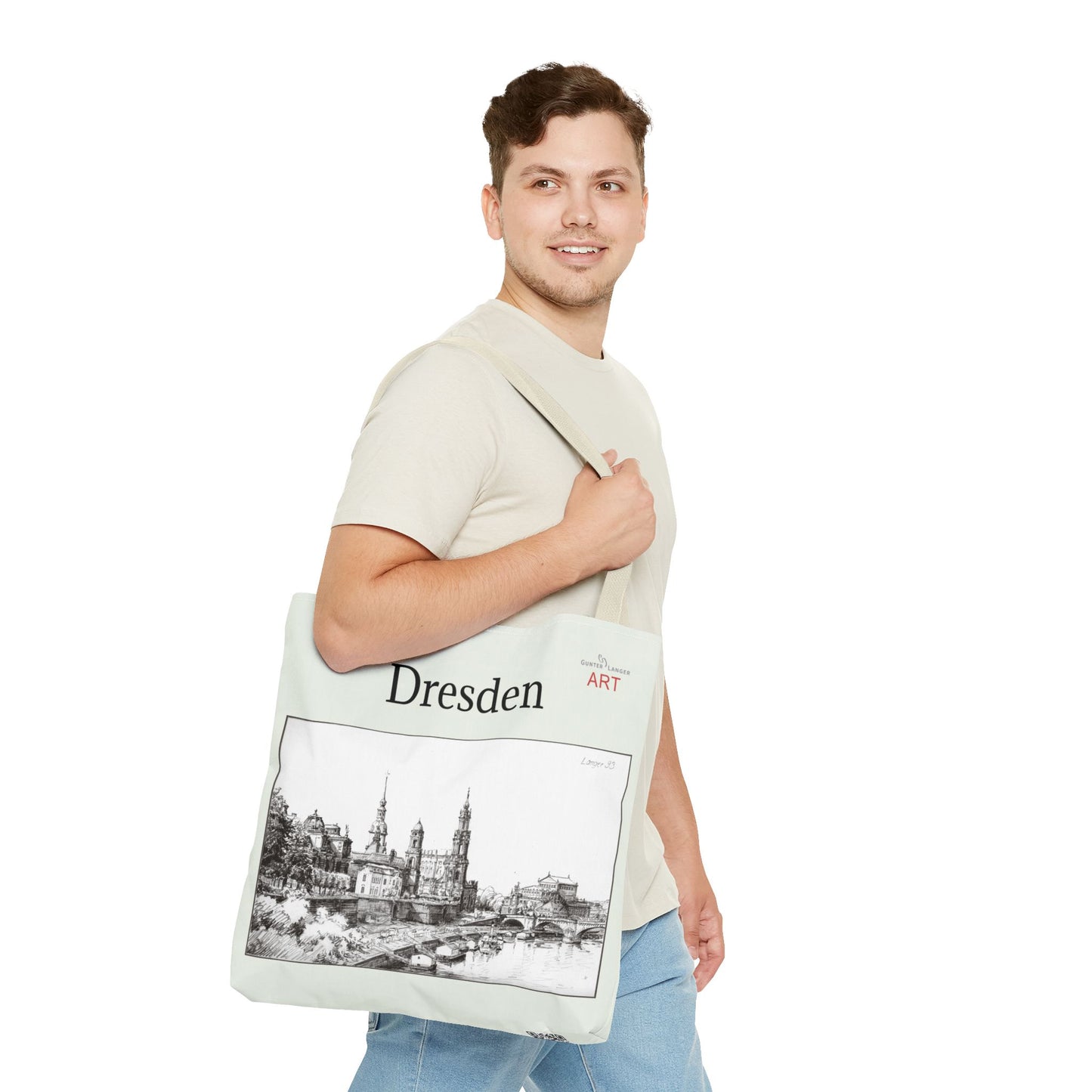 Tote Bag (AOP) - Motiv: Dresden - Terrassenufer, Bleistift