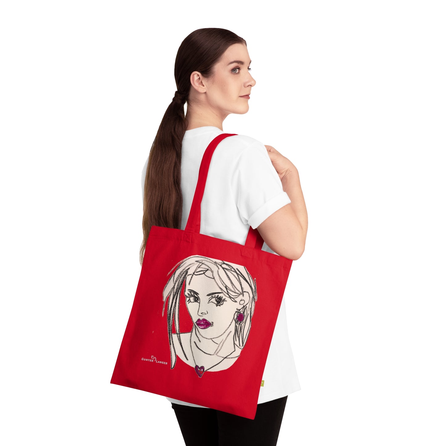 Organic Cotton Tote Bag - Motiv: Raja (Ausschnitt) & Sylvia, Zweiseitig bedruckt, H 30 cm