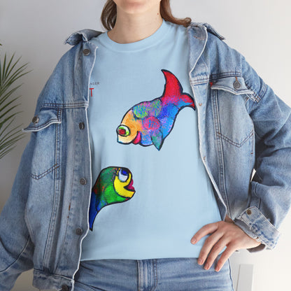 Unisex Heavy Cotton Tee - Motiv: Front Zwei Fische zueinander