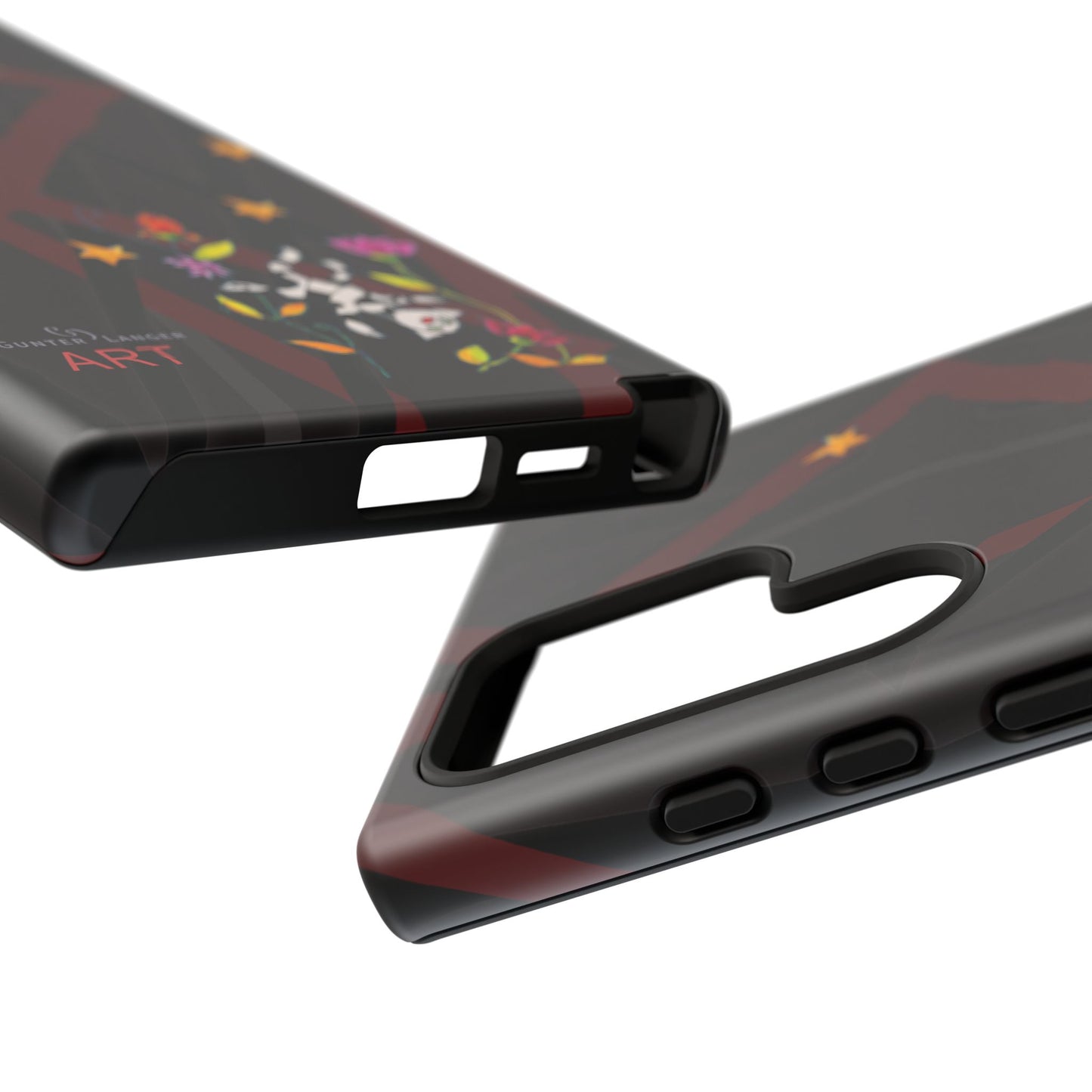 Tough Cases - Google Pixel - Samsung Galaxy - Motiv: Katze schwebt und Ranken, H 5,26 cm, Mikado3