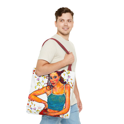Tote Bag (AOP) -  Motiv: Lea, Weiß Ranken