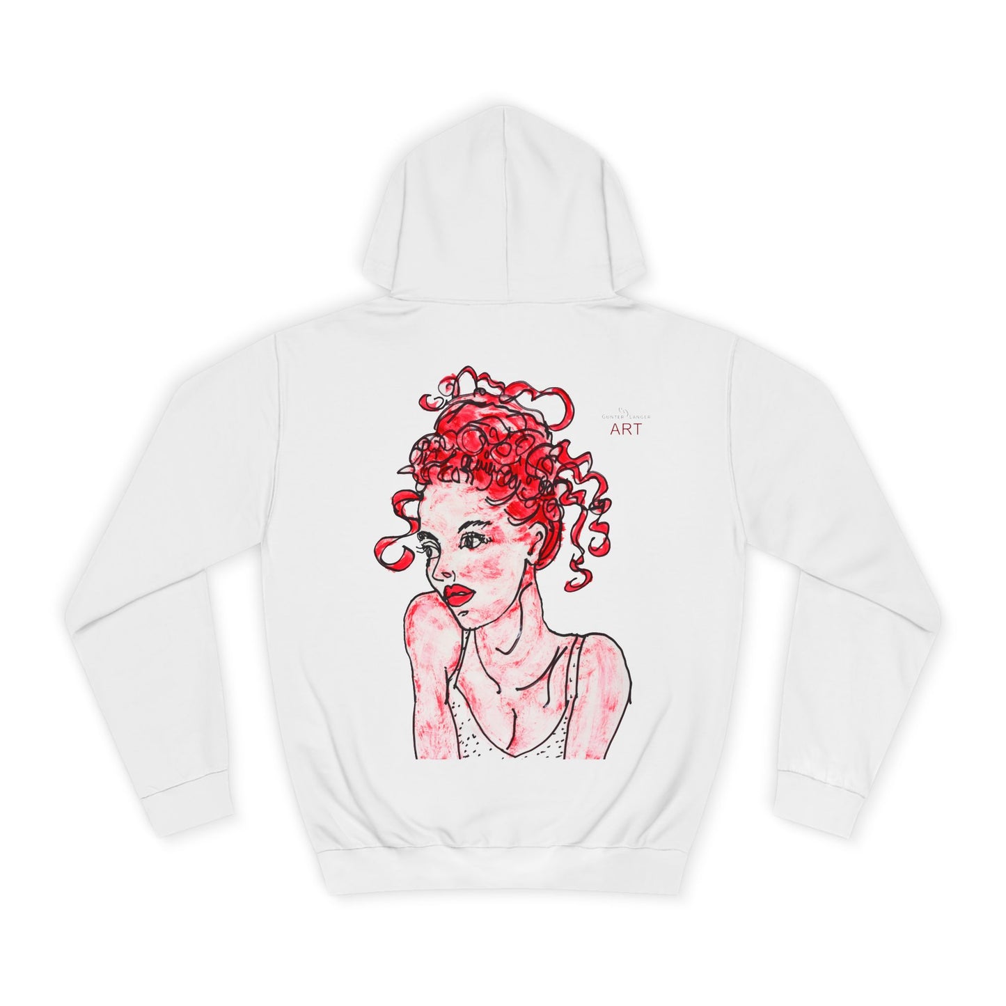 Unisex College Hoodie -  Motiv: Front Mila H 10,5 cm (Ausschnitt) & Rückseite Mila H 49 cm