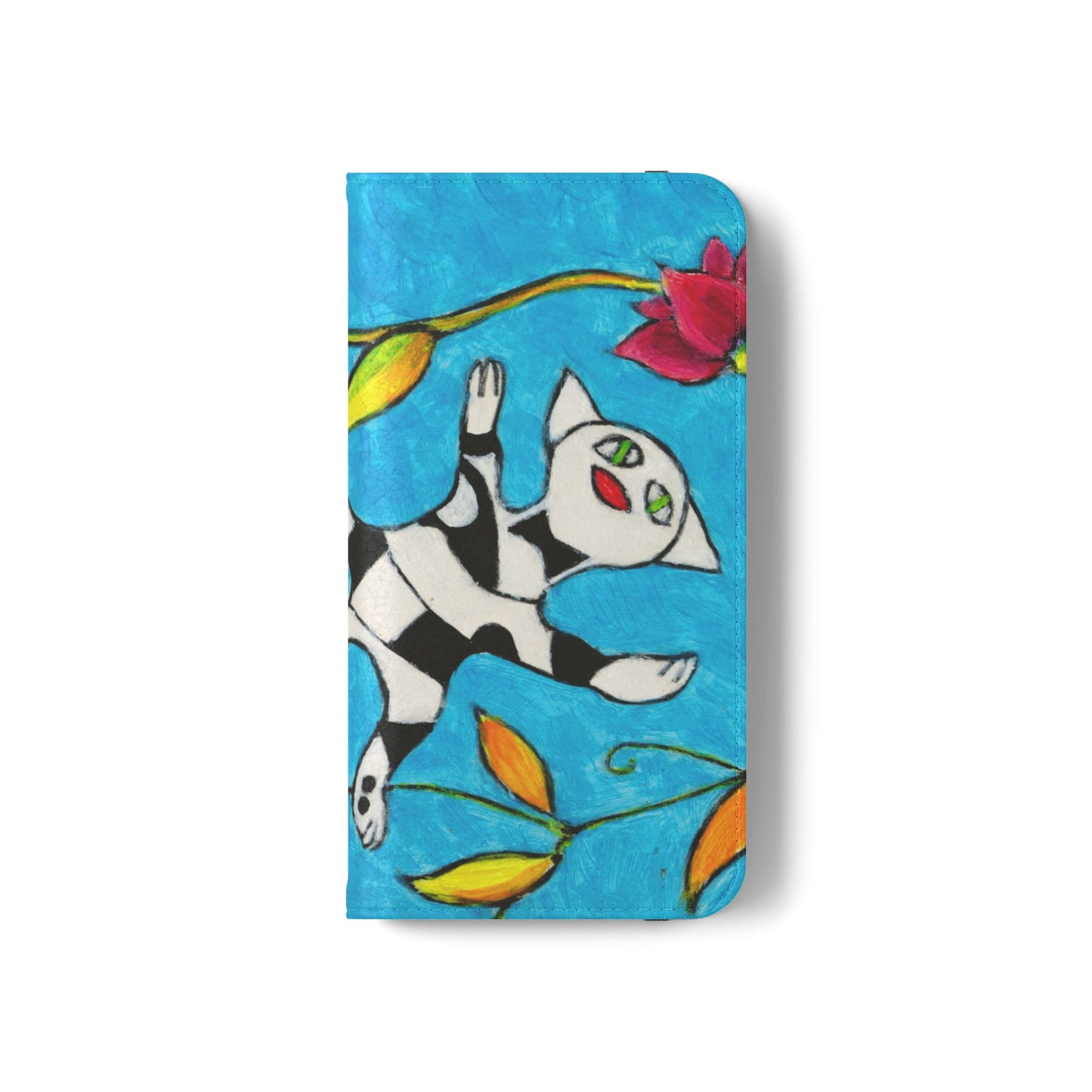 Flip Cases - Motiv: Gescheckte Katze schwebt