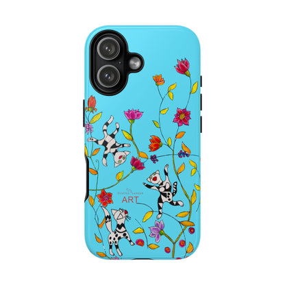 Tough Cases - iPhone - Motiv: Karierte Katzen, blau