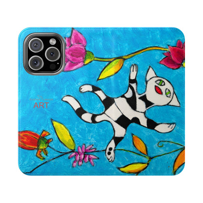 Flip Cases - Motiv: Gescheckte Katze schwebt