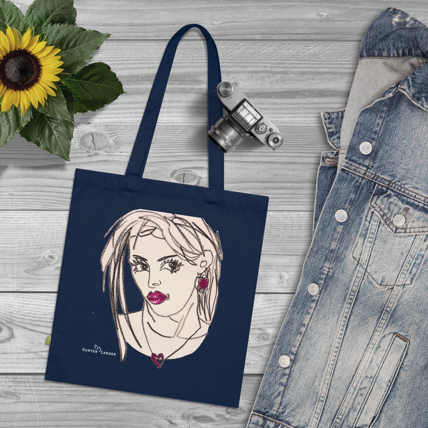 Organic Cotton Tote Bag - Motiv: Raja (Ausschnitt) & Sylvia, Zweiseitig bedruckt, H 30 cm