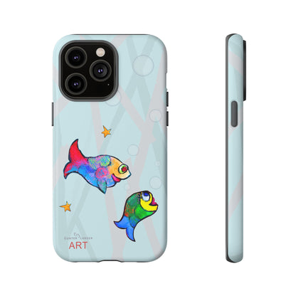 Tough Cases - iPhone - Motiv: "Fische", Mikado blau