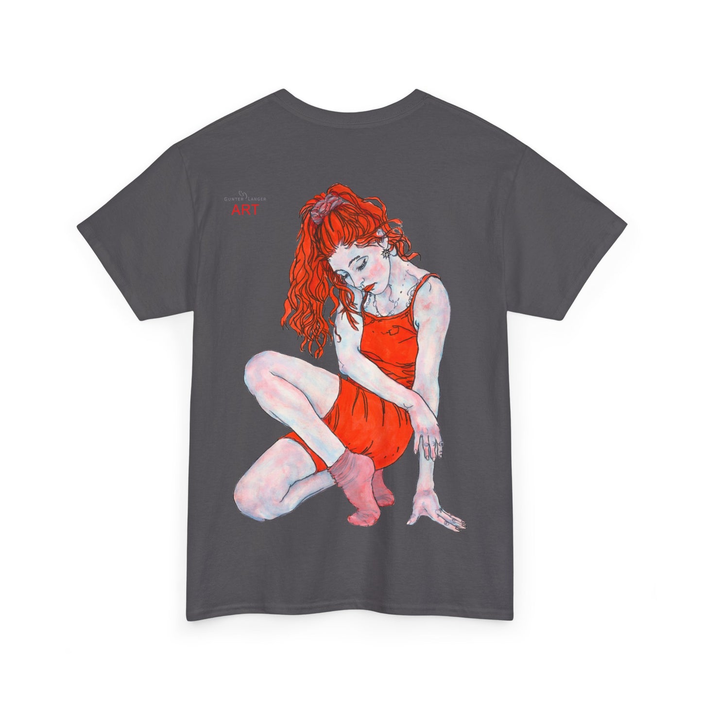 Unisex Heavy Cotton Tee - Motiv:  Front Julia, H25 cm & Rückseite Julia, H 49 cm