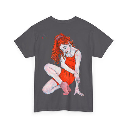 Unisex Heavy Cotton Tee - Motiv:  Front Julia, H25 cm & Rückseite Julia, H 49 cm